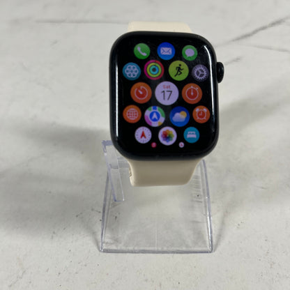 Unlocked Apple Watch Series 8 45MM Black Aluminum White Sport Band MNVL3LL/A