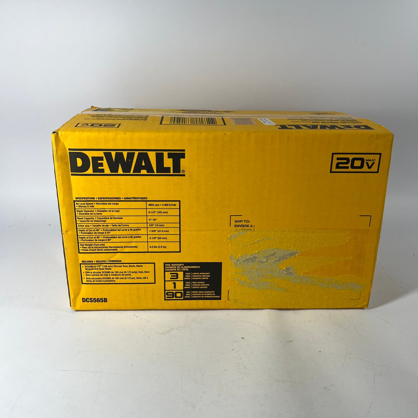 New DeWalt DCS565B 20V MAX 6 1/2" Cordless Brushless Circular Saw