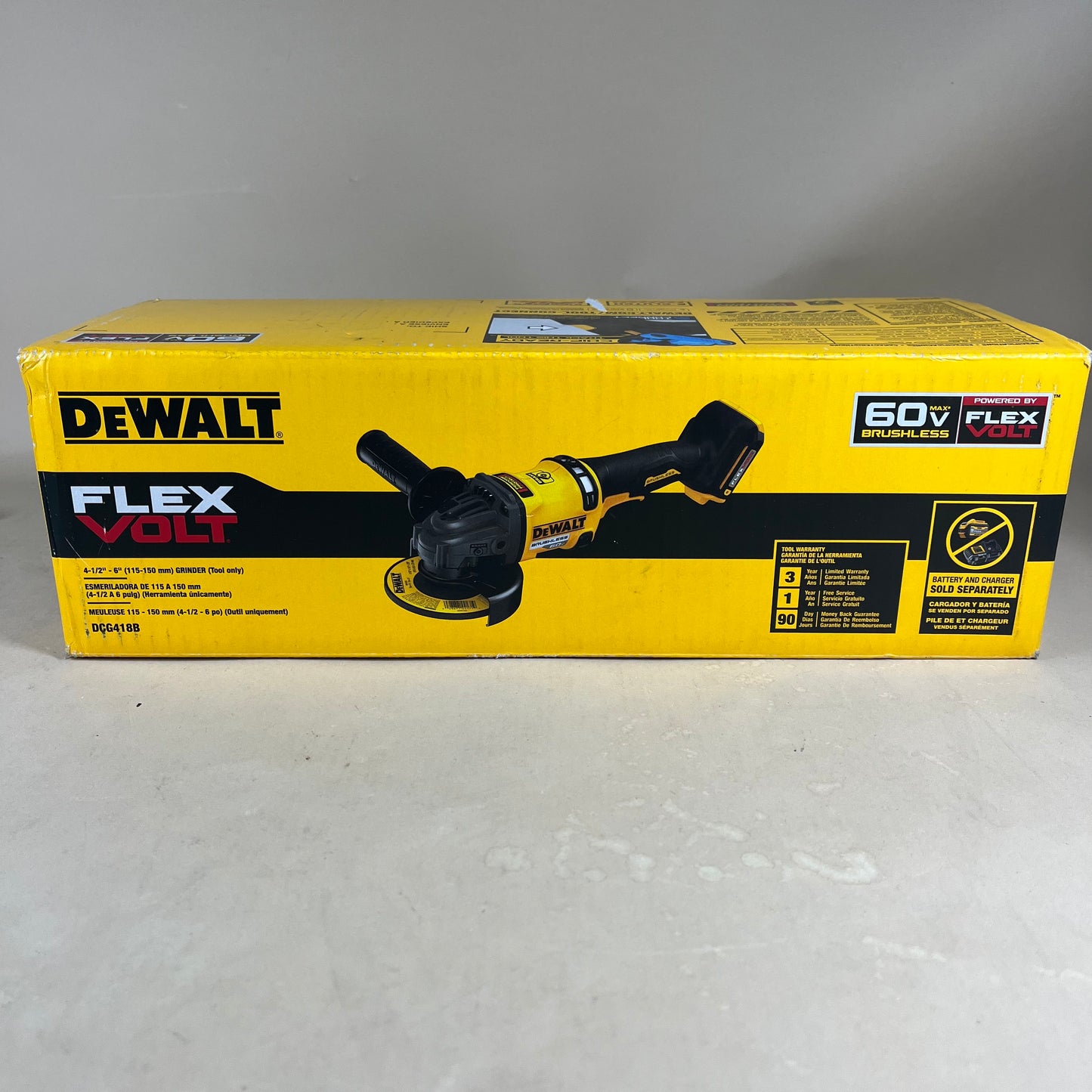 New DeWalt DCG418B 60V 4-1/2 in. (115mm) Small Angle Grinder