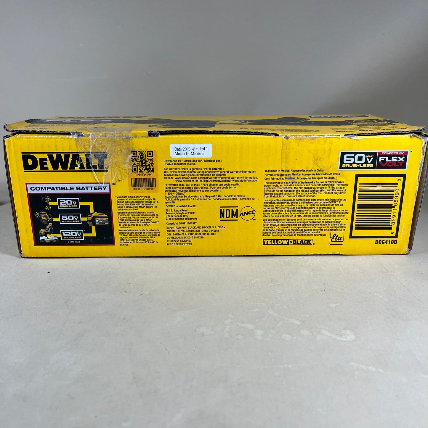 New DeWalt DCG418B 60V 4-1/2 in. (115mm) Small Angle Grinder