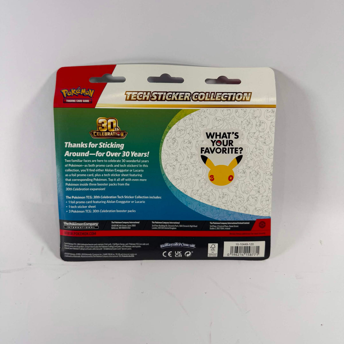 New Pokemon TCG 30th Celebration Tech Sticker Collection (1 of 2 Variety)